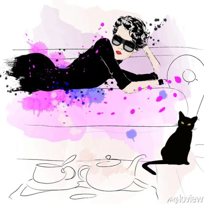 Tapeta: Moda dziewczyna w szkicu stylu.