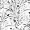 Tapeta: Monochrome seamless pattern with silhouettes of branches and