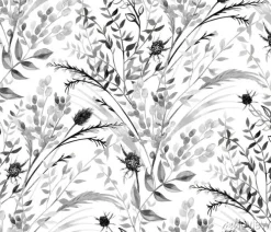Tapeta: Monochrome seamless pattern with silhouettes of branches and
