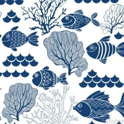 Tapeta: Morski wzór w ryby i koralowce