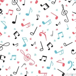 Tapeta: Music notes abstract seamless pattern. hand drawn background