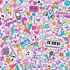 Tapeta: Muzyka bez szwu deseń doodles projektowanie