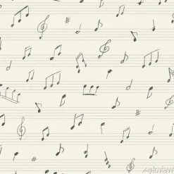 Tapeta: Muzyka bez szwu z odręcznych notatek muzycznych
