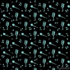 Tapeta: Muzykalny szwu - notatki muzyczne, gwiazdy i mikrofony