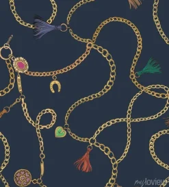 Tapeta: Nadruk ze złotymi łańcuchami. wektor wzór projektowanie tkanin.