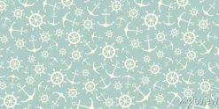 Tapeta: Nautical seamless pattern with ship wheels and anchors