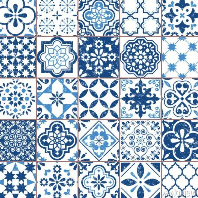 Tapeta: Niebieskie płytki azulejo