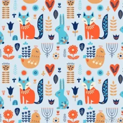 Tapeta: Nordic ozdoby, sztuka ludowa wzór. skandynawski styl. zwierzę