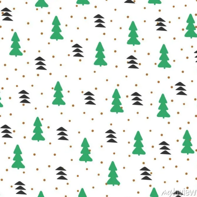 Tapeta: Nowy rok wzór z choinek. rysowane ręcznie. biały, brązowy, zielony,