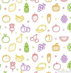 Tapeta: Owoce i warzywa tła deseniu. wektor