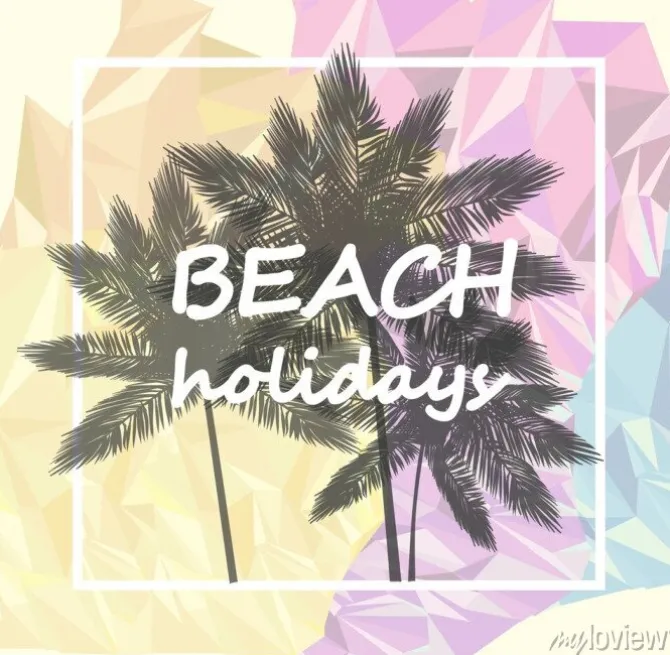 Tapeta: Palmy na kolorowym tle, weekend na plaży, ilustracji wektorowych