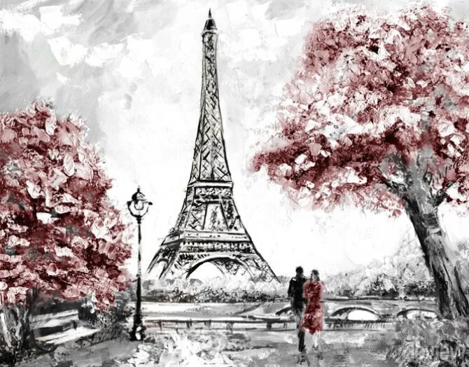 Tapeta: Para na tle wieży eiffla