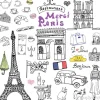 Tapeta: Paryż doodles elementy. wyciągnąć rękę zestaw z wieży eiffla