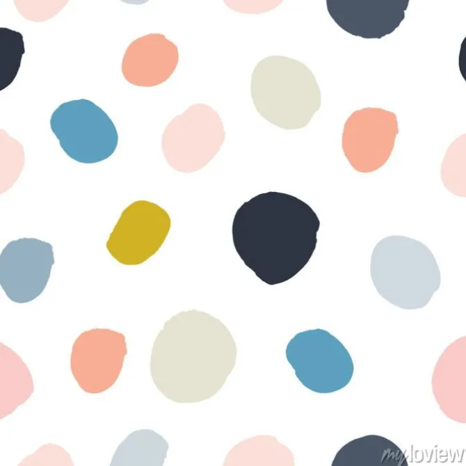 Tapeta: Pastelowe nieregularne kropki na białym tle