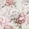 Tapeta: Pastelowe piwonie na szarym tle