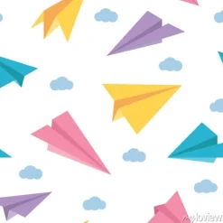 Tapeta: Pastelowego papieru samolotów bezszwowy kolorowy śliczny wzór