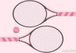 Tapeta: Pastelowy różowy tenis rakieta i tenis piłka tło ilustracja