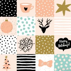 Tapeta: Patchworkowy wzór z motywem świątecznym