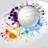 Tapeta: Piłka do siatkówki na tle kolorowych plam