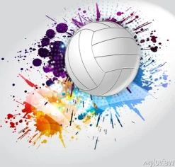 Tapeta: Piłka do siatkówki na tle kolorowych plam