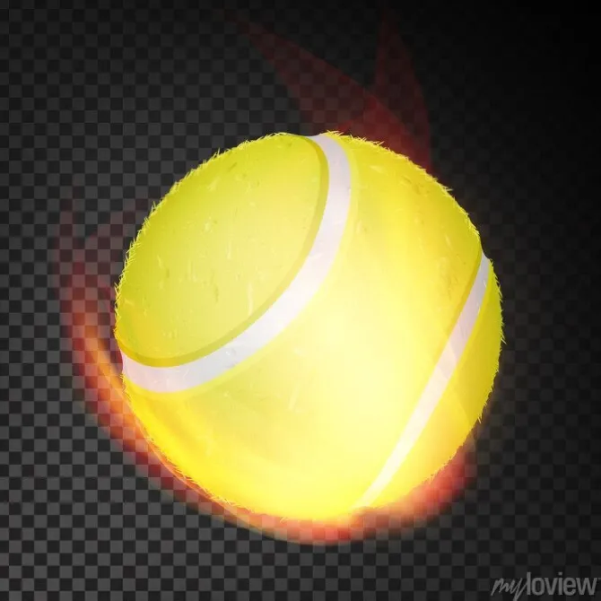 Tapeta: Piłka tenisowa w ogniu wektor realistyczny. płonąca piłka tenisowa.