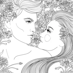 Tapeta: Piękna para facet i dziewczyna wśród blooming cornflowers, w