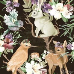 Tapeta: Piękne, vintage, zaczarowane lasy, zwierzęta leśne i ptaki z