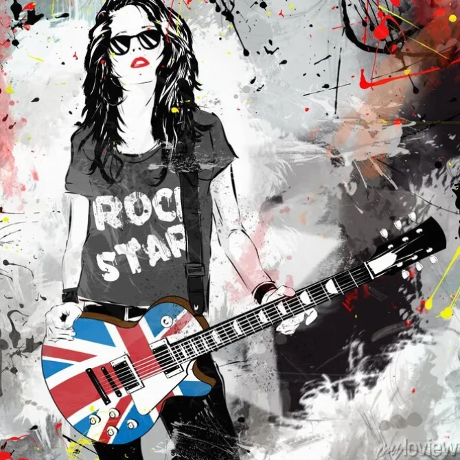 Tapeta: Piękny muzyk grający na gitarze