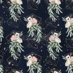 Tapeta: Połączone z kwiecistym wzorem kwiatowym z gałązkami oliwnymi,