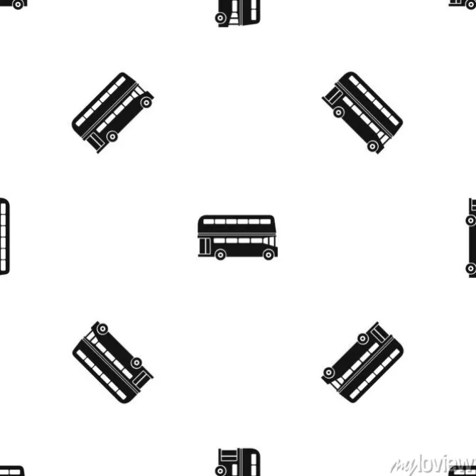 Tapeta: Podwójny decker autobusowy wzór bezszwowy czarny