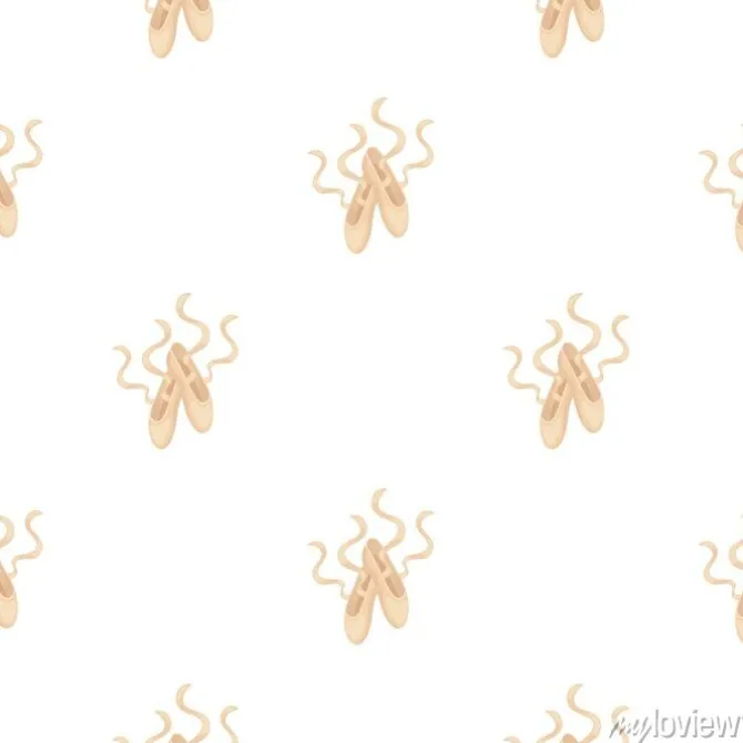 Tapeta: Pointe buty ikony w stylu kreskówki na białym tle. teatr wzór