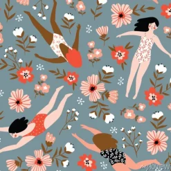 Tapeta: Powtarzane tło z postaciami młodych dziewcząt w strojach kąpielowych