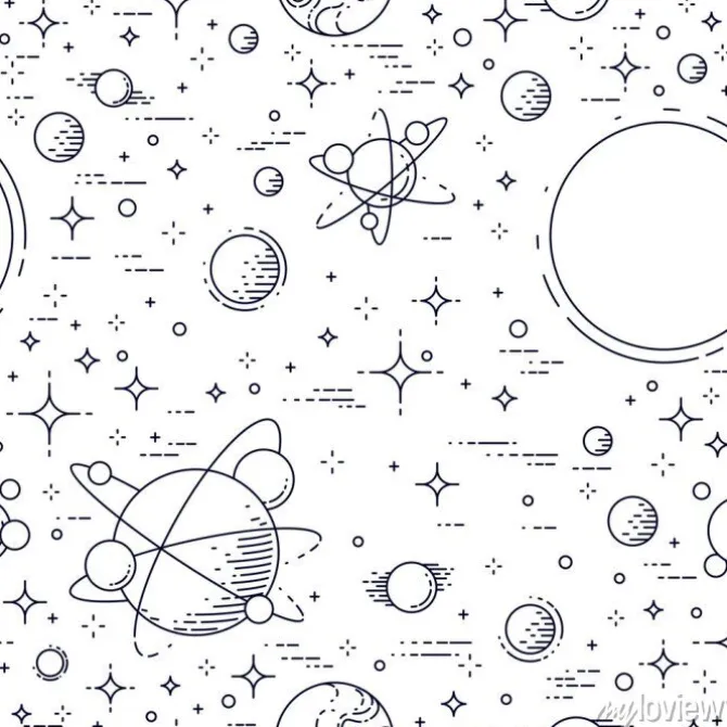 Tapeta: Przestrzeń bez szwu tła z planet, gwiazd, asteroid i komet, nieodkryta