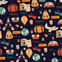 Tapeta: Rę cznie rysowane travel bezszwowych wzã³r.