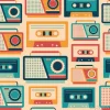 Tapeta: Radio i kasety na wzorze retro