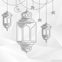 Tapeta: Ramadan kareem dekoracji z linii sztuki stylu i abstrakcyjna