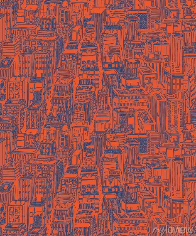 Tapeta: Ręcznie rysowane bez szwu deseń z wieżowców. ręcznie rysowane