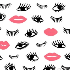 Tapeta: Ręcznie rysowane oko, różowe dno doodles bez szwu deseń w stylu