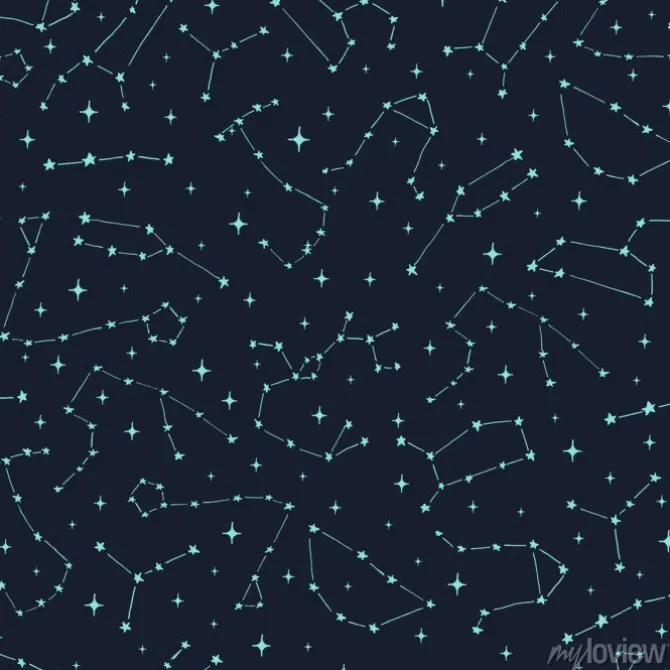 Tapeta: Ręcznie rysowane wektor wzór z konstelacji zodiaku: aries, taurus,