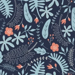 Tapeta: Ręcznie rysowane wzór z tropikalnych liści i kwiatów. idealny