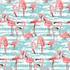 Tapeta: Repeating pattern with pink flamingo and hand drawn background