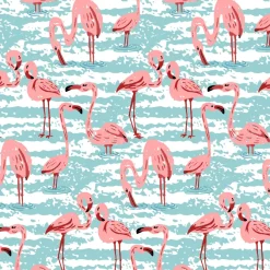 Tapeta: Repeating pattern with pink flamingo and hand drawn background