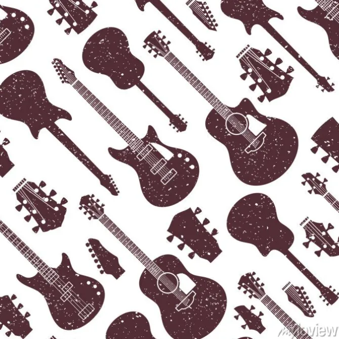Tapeta: Retro projektujący wektor gitary bezszwowy wzór lub tło