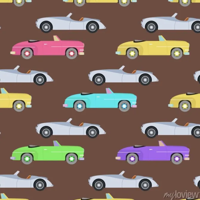 Tapeta: Retro samochód ilustracji wektorowych bez szwu.