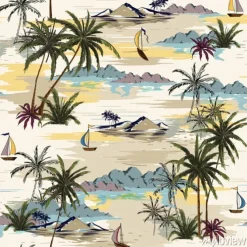 Tapeta: Rocznik wyspy piękny bezszwowy wzór na białym tle. krajobraz