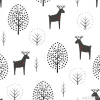 Tapeta: Rogacz i drzewo bezszwowy wzór na białym tle. ilustracja wektorowa