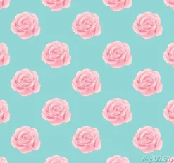 Tapeta: Różowa róża bez szwu na niebieskim tle mennicy