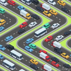 Tapeta: Samochody miejskie bezszwowe tekstury. drogi izometryczne i ruch