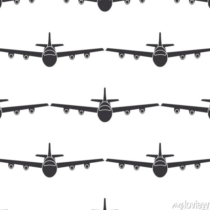 Tapeta: Samolot płaski w locie bezszwowe wzór deseniu. ilustracji wektorowych