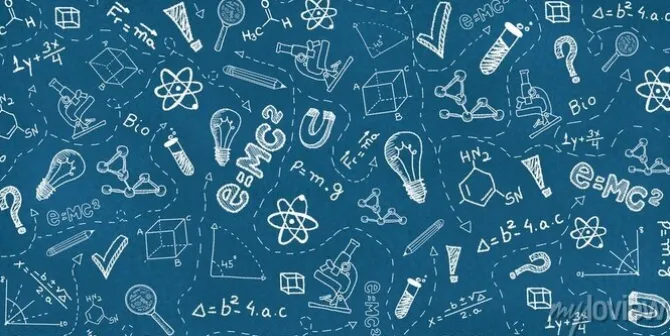 Tapeta: School doodles on a blue background. hand-drawn design. back